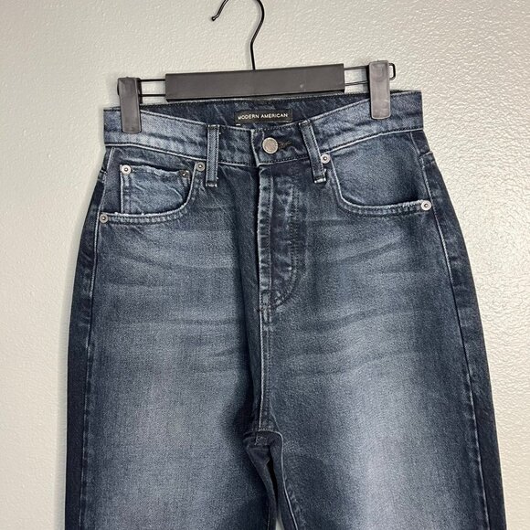 NWOT Modern American High Rise Straight Leg Button‎ Fly Jeans Dark Faded 25 - Picture 3 of 9